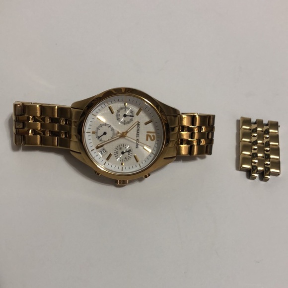 Michael Kors MK5192 Gold Tone Stainless Steel White Dial Chronograph Watch - Picture 3 of 5